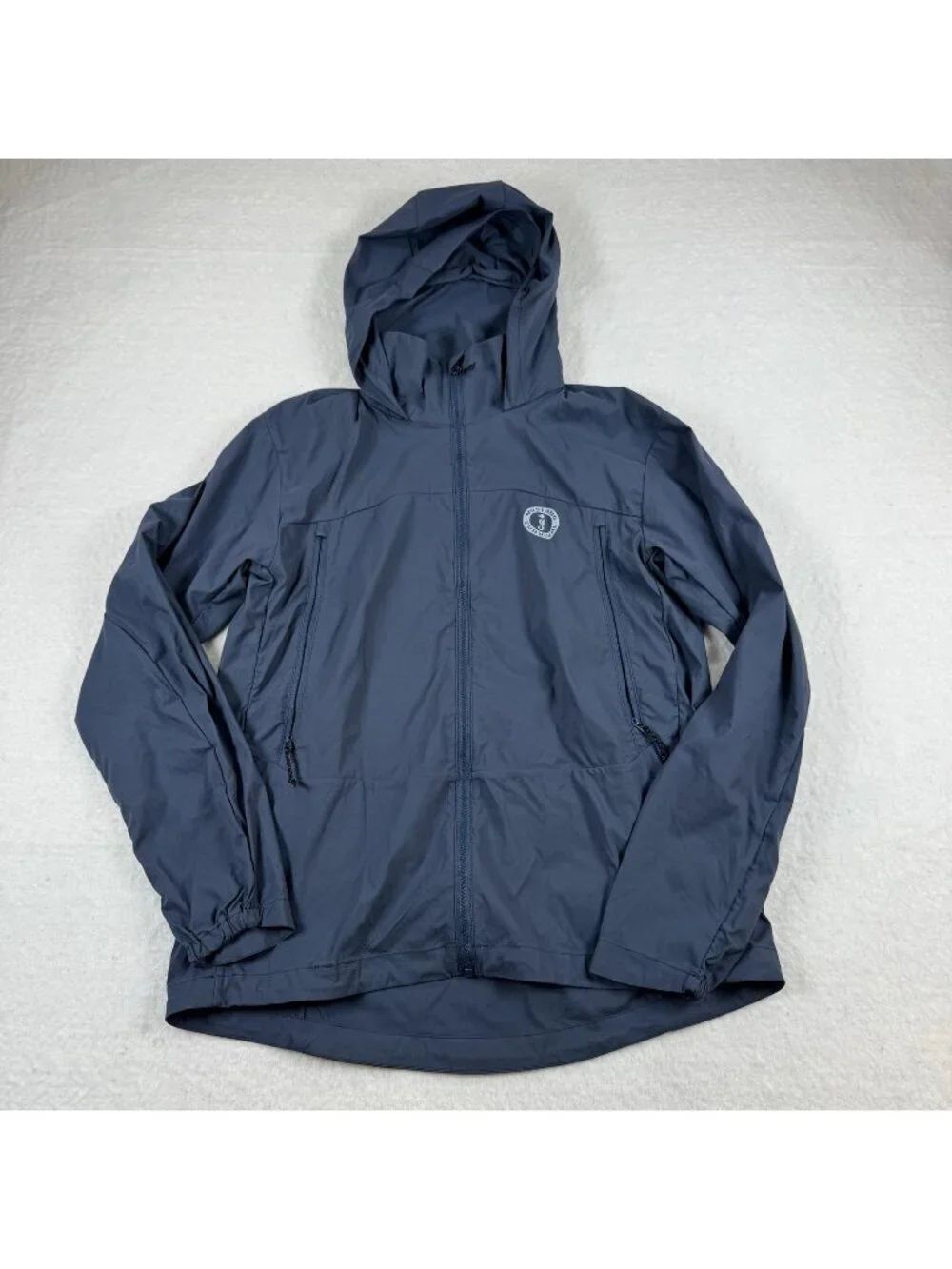 Mustang Survival Jacket Womens Size M Blue Hooded Full Zip Windbreaker Shell